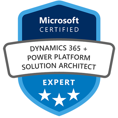 CERT Expert Dynamics365 + Power Platform Solution Architect badge